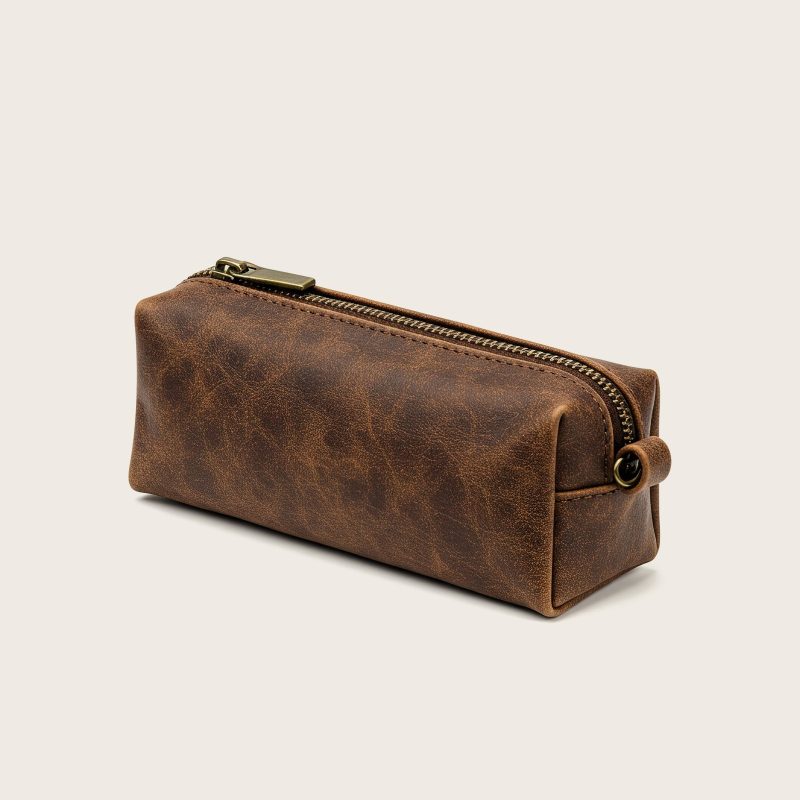 Pencil Case, Leather Zip