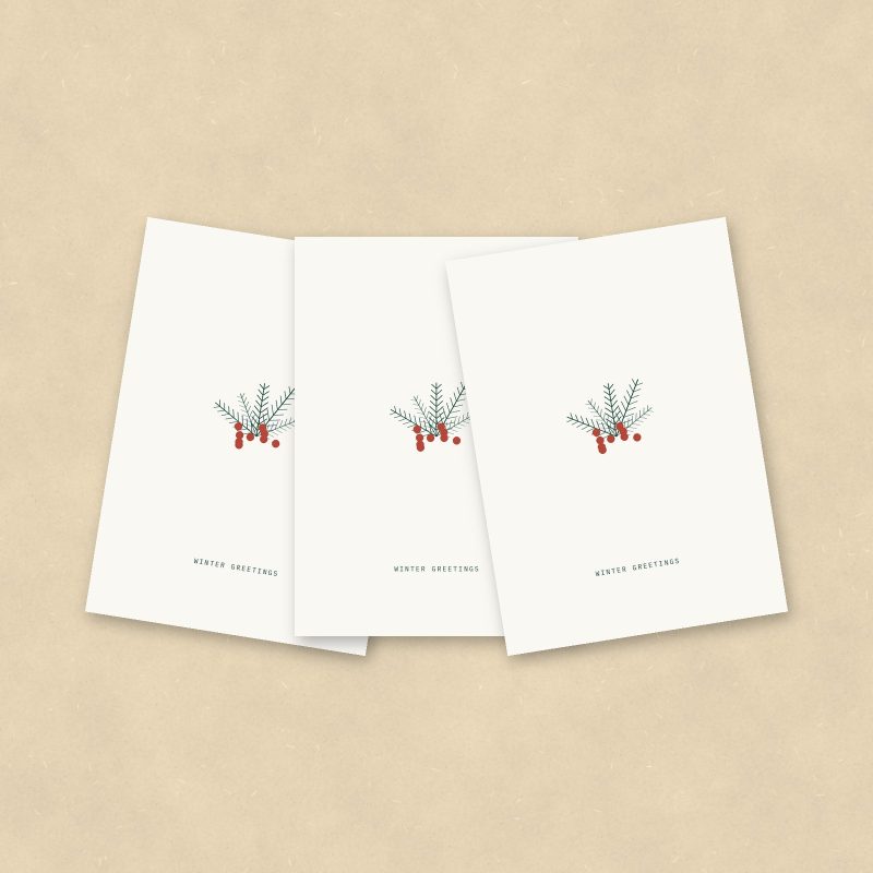 Christmas Cards, Winter Berries, Set of 10