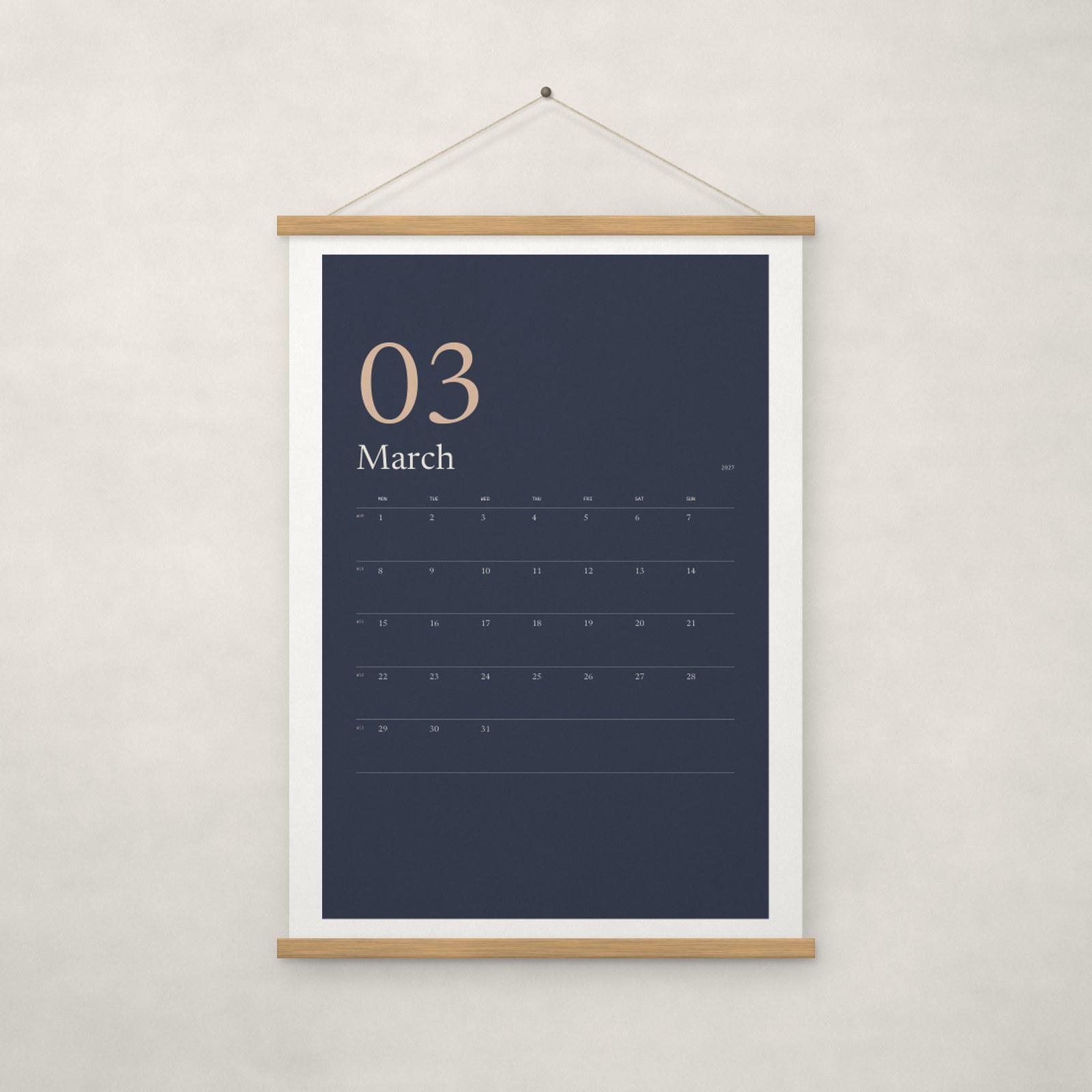 2027 Wall Calendar, Ink