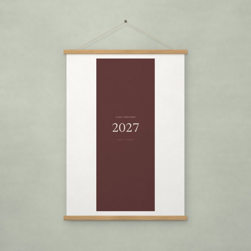 2027 Slim Wall Planner, Oxblood