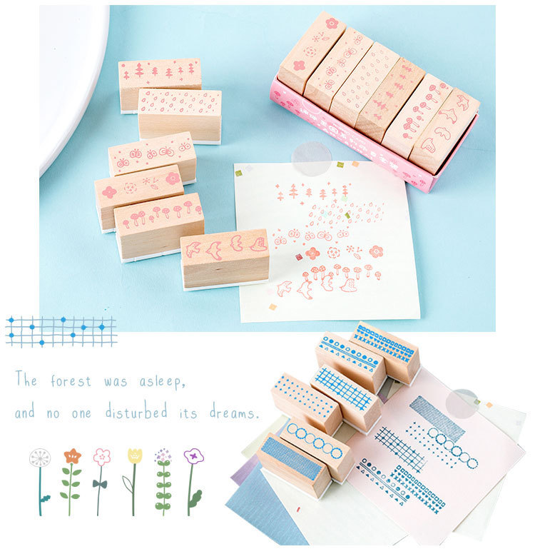 Wooden Journal Stamps, Set of 6